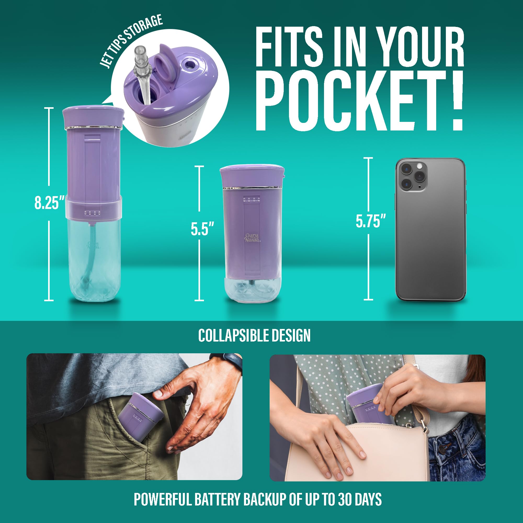 Compact cordless water flosser for travel