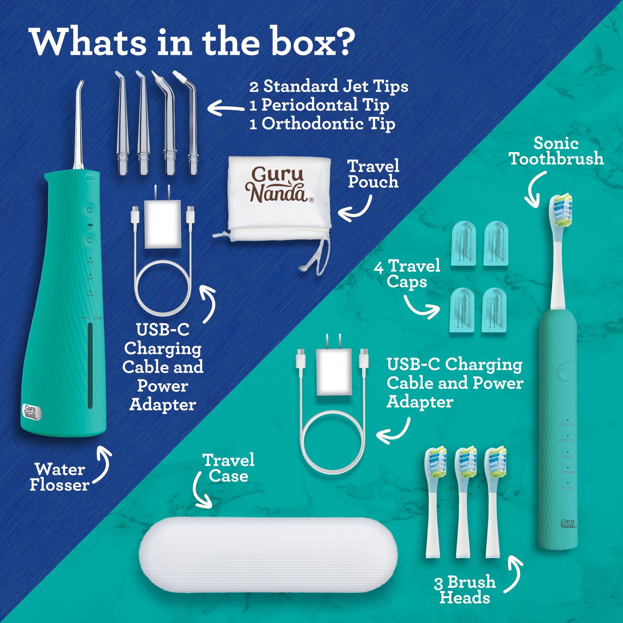 Travel cases included for on-the-go oral care