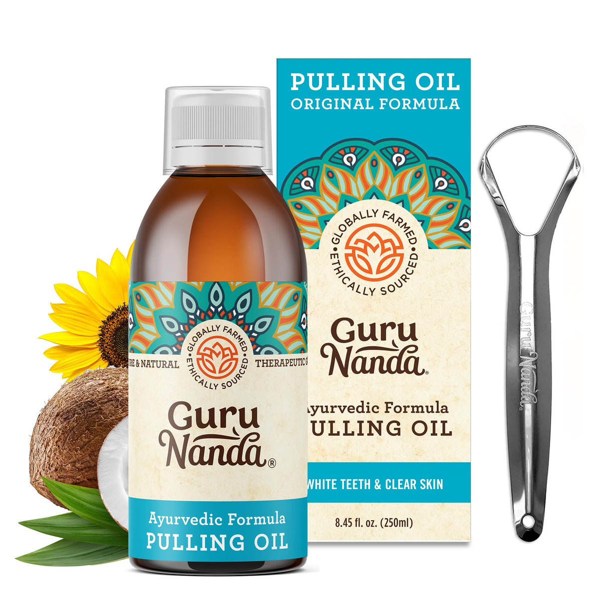 GuruNanda Original Oil Pulling Mouthwash bottle 8.45 fl oz