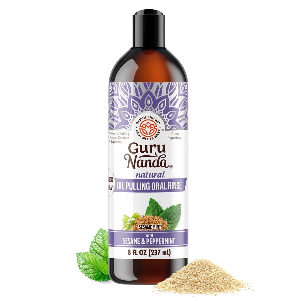 GuruNanda Sesame Mint Oil Pulling Mouthwash bottle 8 oz