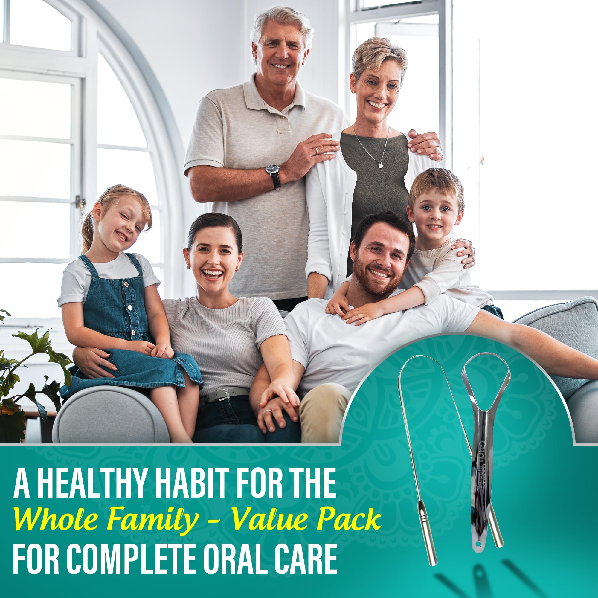 All four stainless steel tongue scrapers with travel case