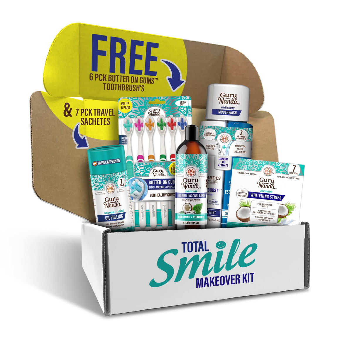 GuruNanda Total Smile Makeover Kit box with products