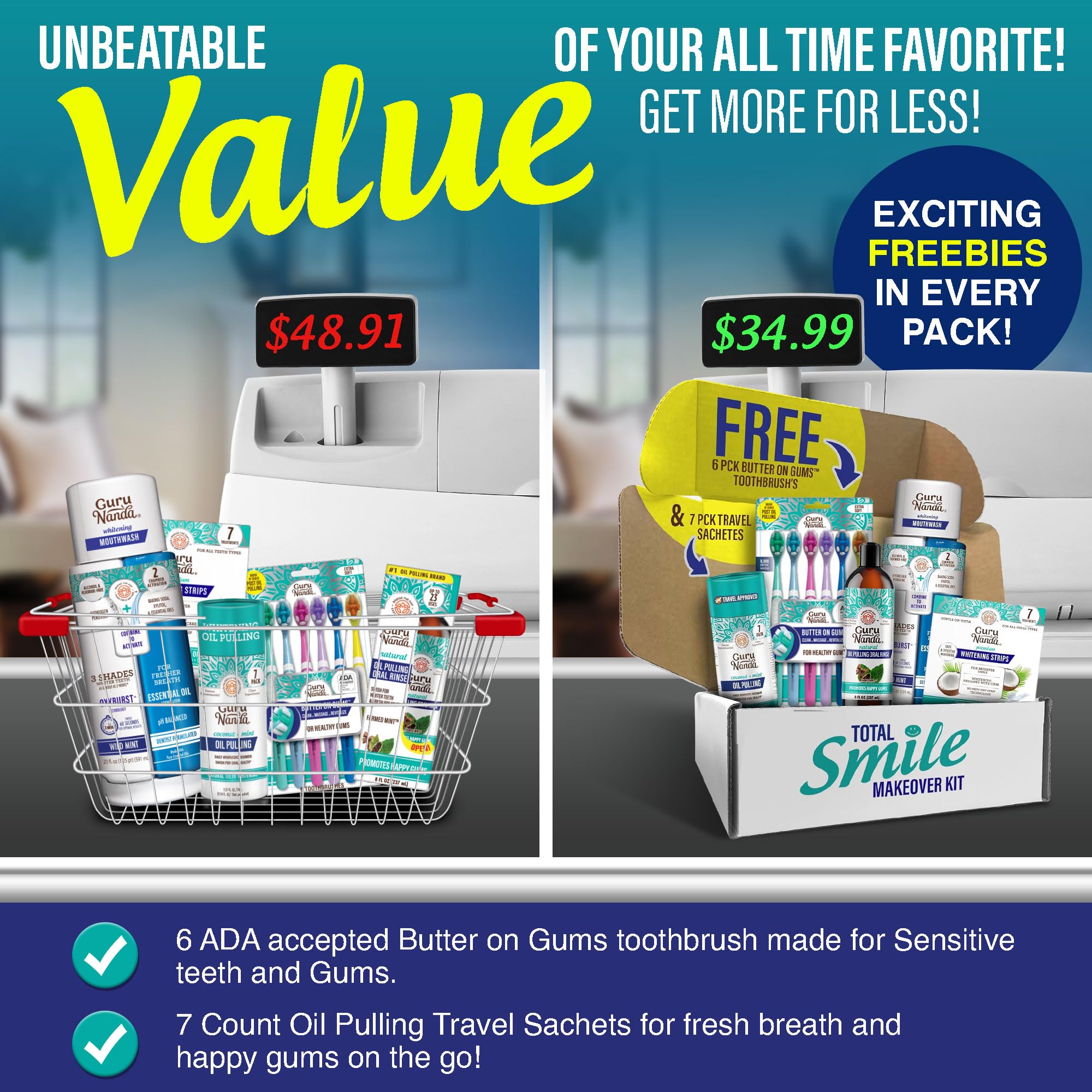 Mouthwash dual-barrel design close-up