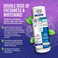 GuruNanda dual-barrel whitening mouthwash bottle