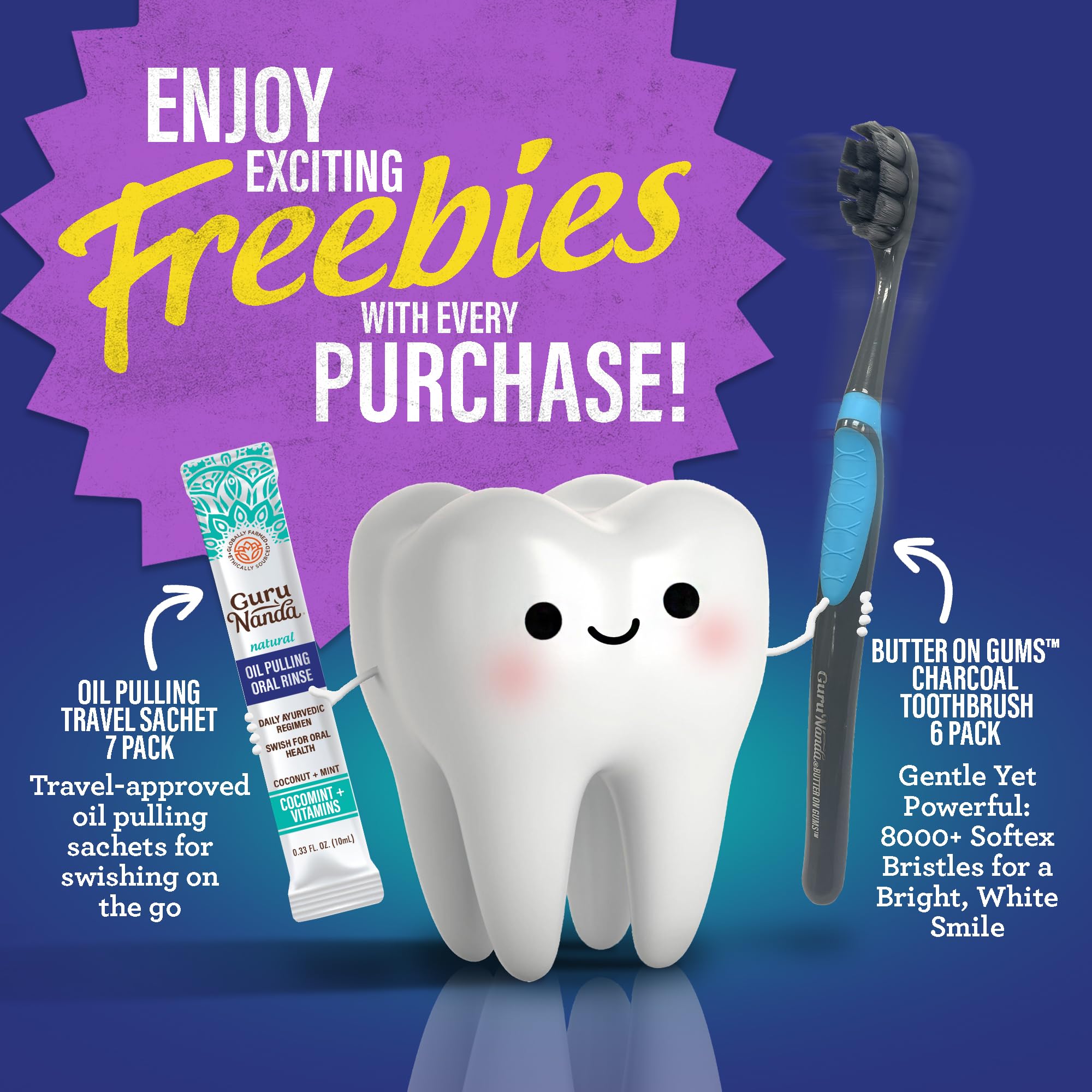 Oil pulling sachets, 7-pack travel-friendly