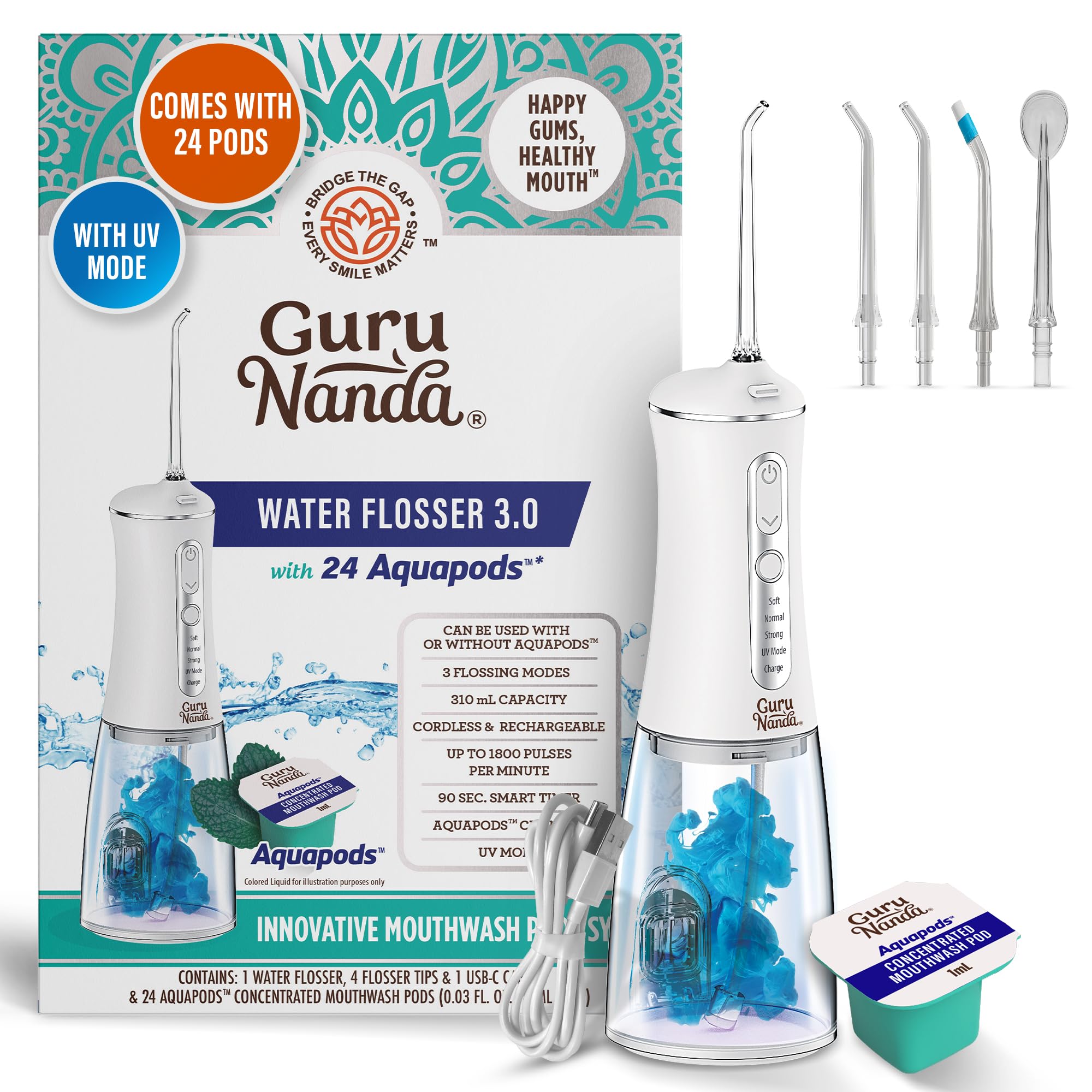 GuruNanda Water Flosser 3.0 with UV Mode