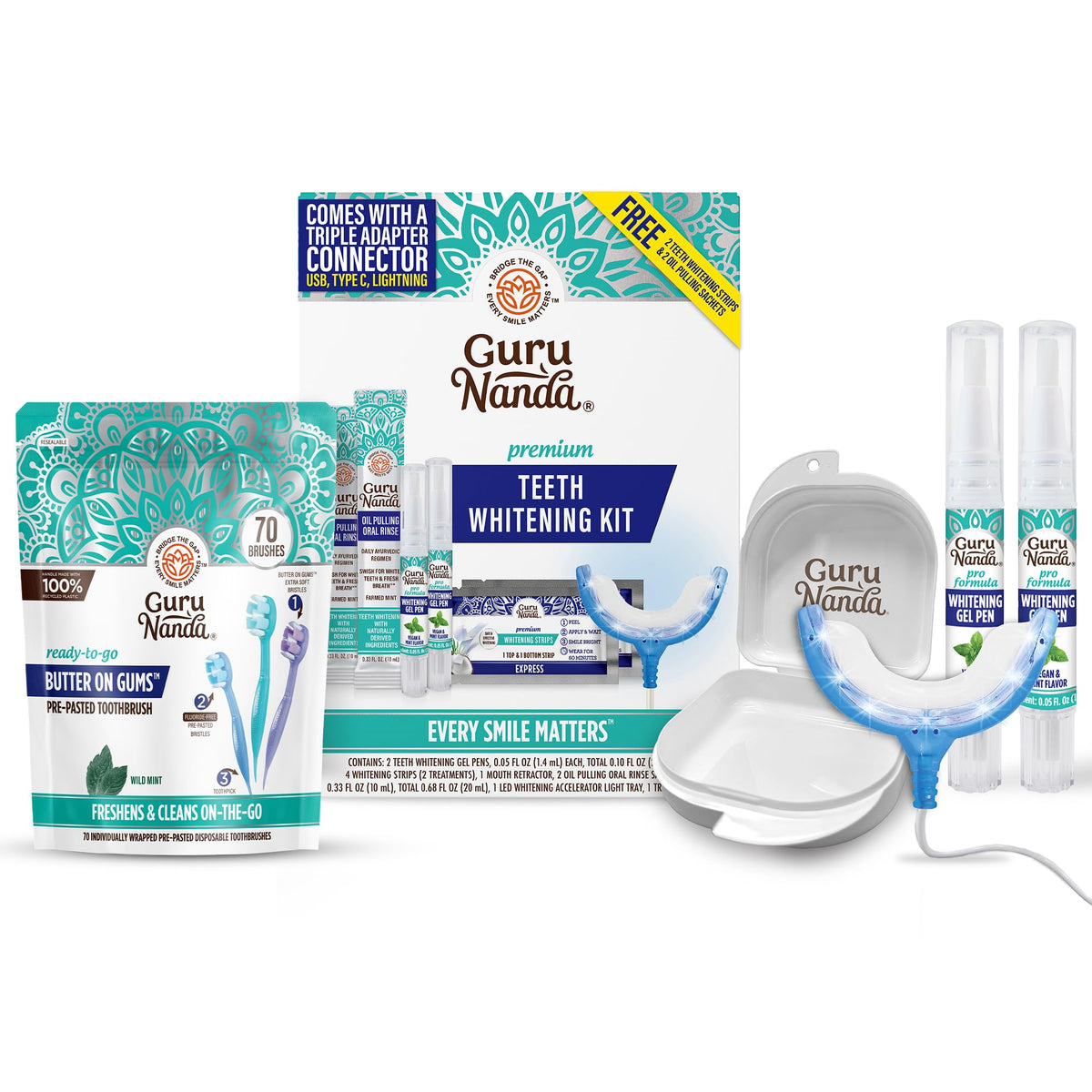 GuruNanda wired blue LED whitening kit