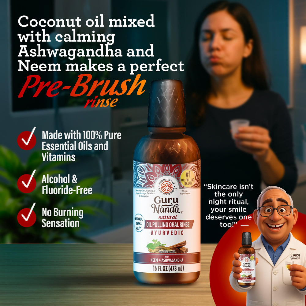 Ashwagandha and Neem oil pulling ingredients close-up