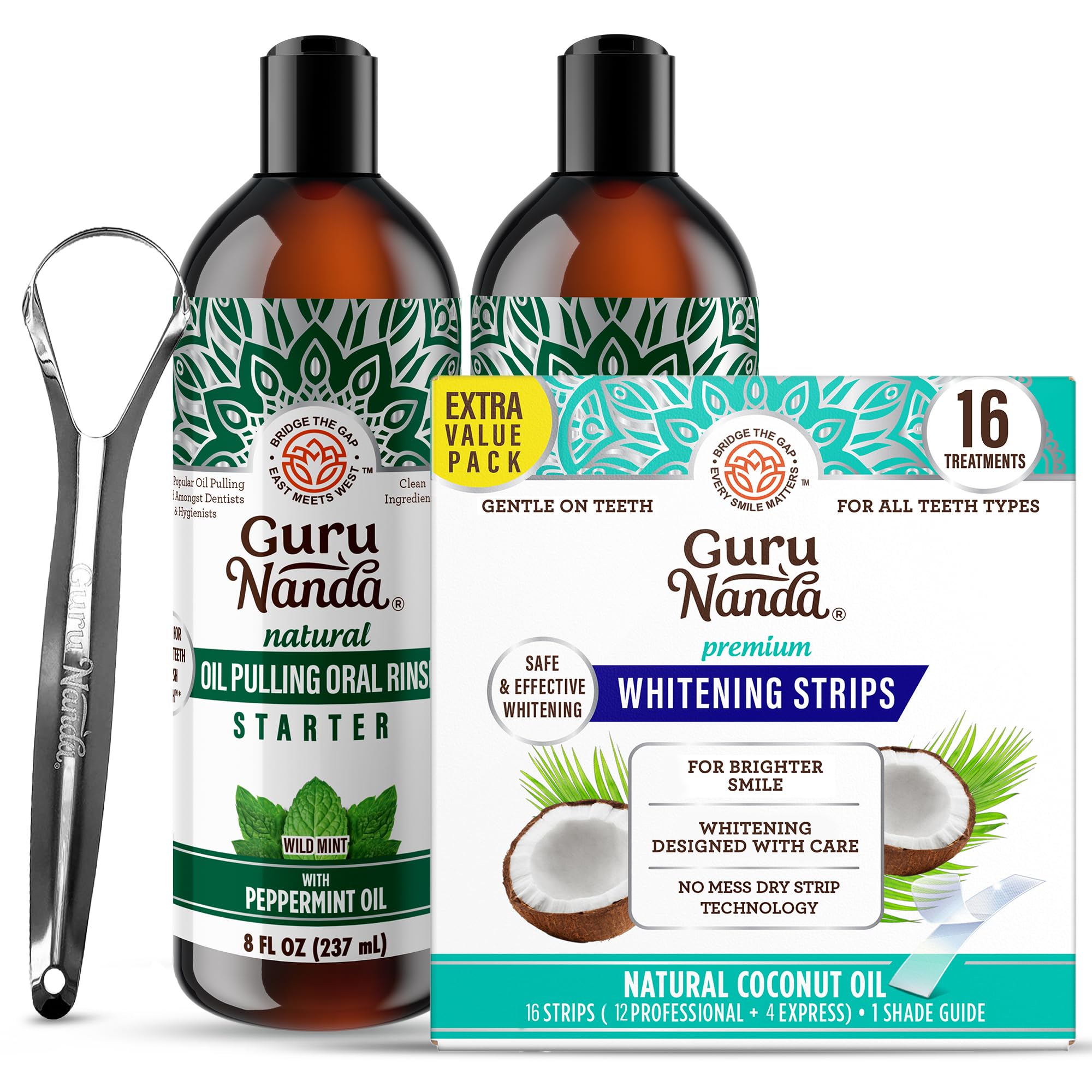 GuruNanda Ultimate Teeth Whitening Bundle 2-pack oil pulling bottles