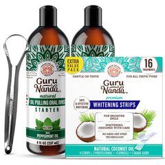 GuruNanda Ultimate Teeth Whitening Bundle 2-pack oil pulling bottles