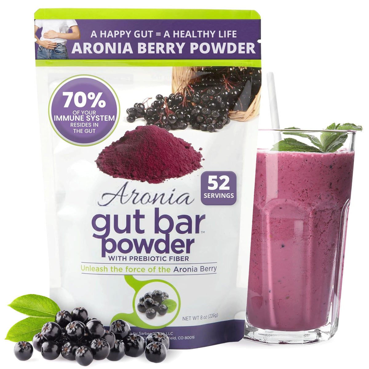 GUT BAR Powder container with aronia berries