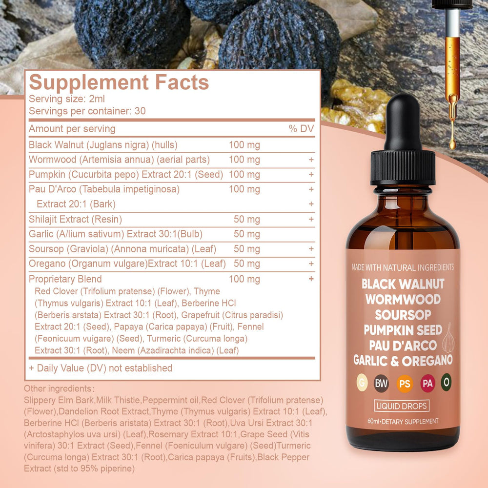 Close up of herbal gut health liquid with dropper