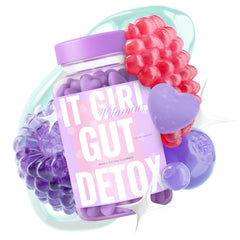 It Girl Gut Detox gummies bottle on white background