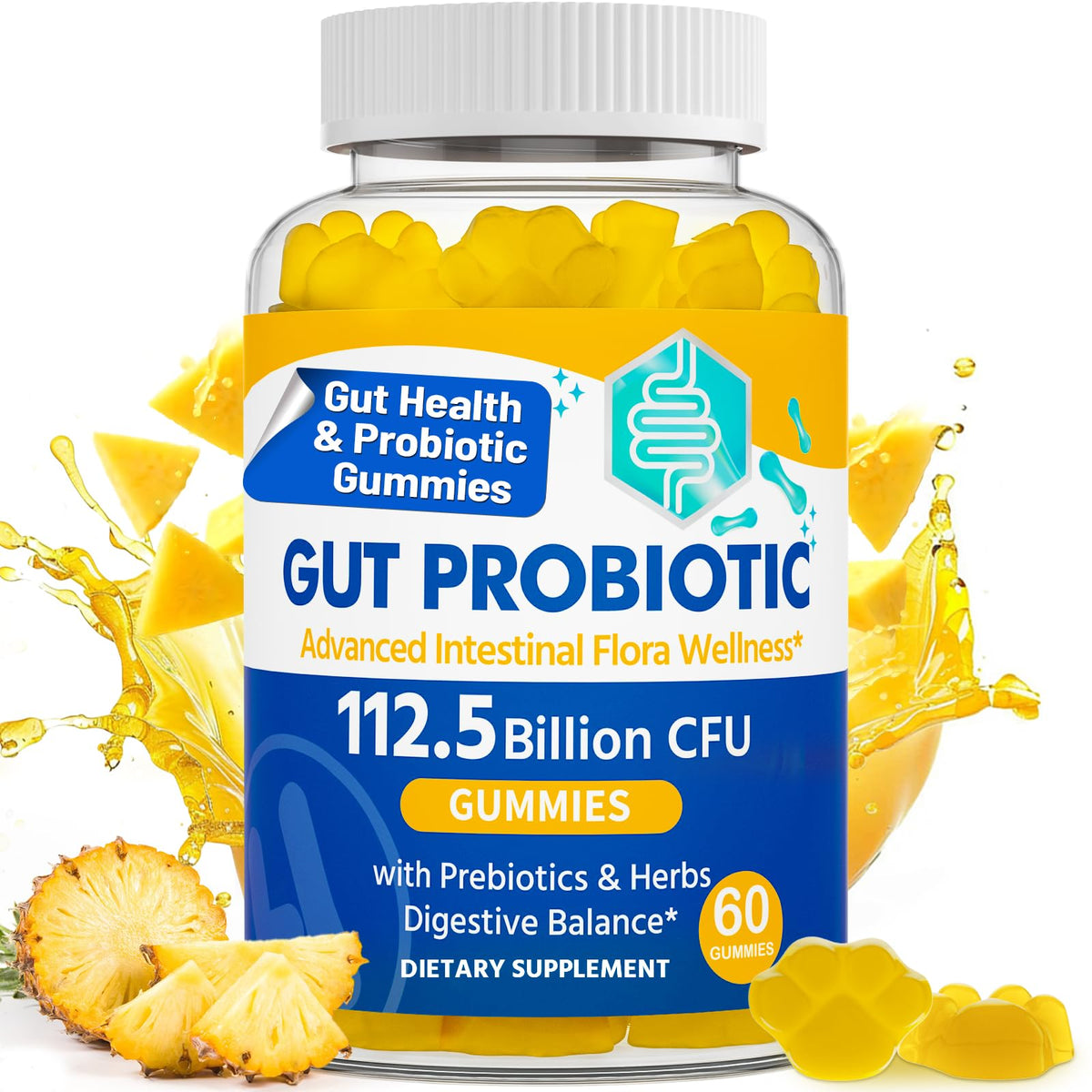 Bottle of Gut Health Probiotic Gummies containing 60 count