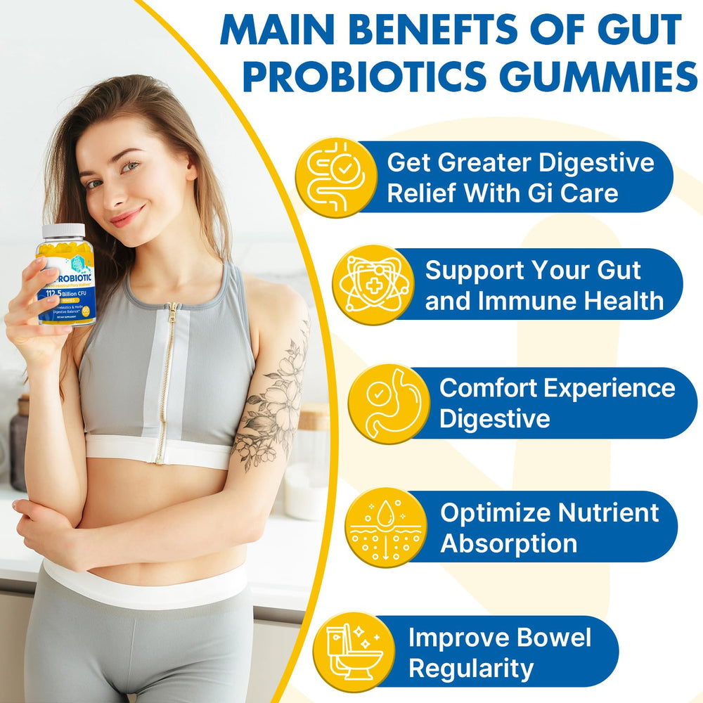 Illustration of 8 probiotic strains used in gummies