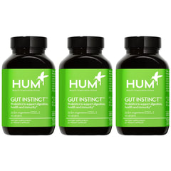Front view of HUM Gut Instinct Daily Probiotics bottle