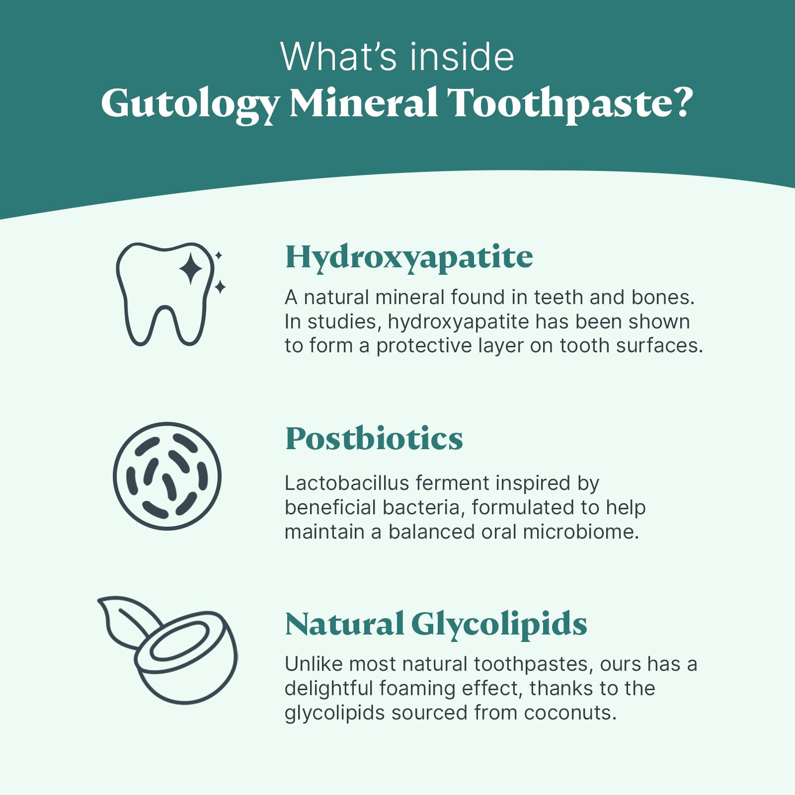 Fluoride-free label on Gutology toothpaste