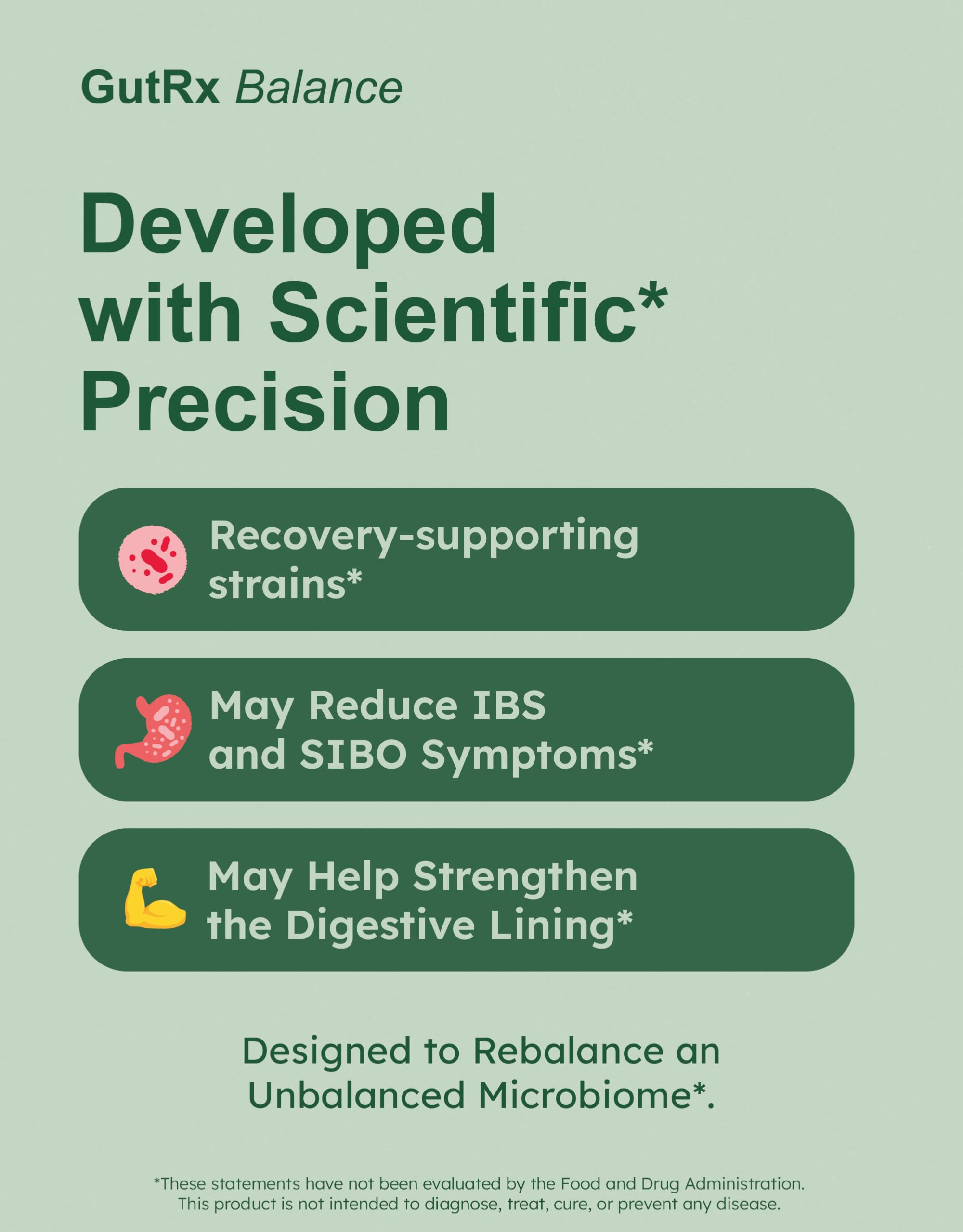 Close-up of GutRx BALANCE delayed-release capsules