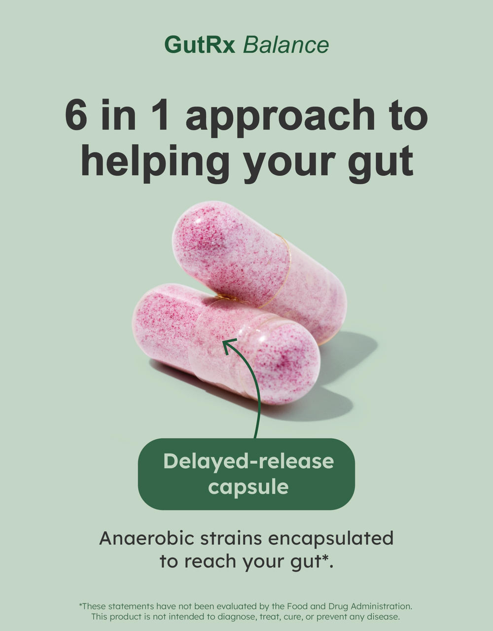 Icon indicating vegan, allergen-free and gluten-free claim for GutRx BALANCE