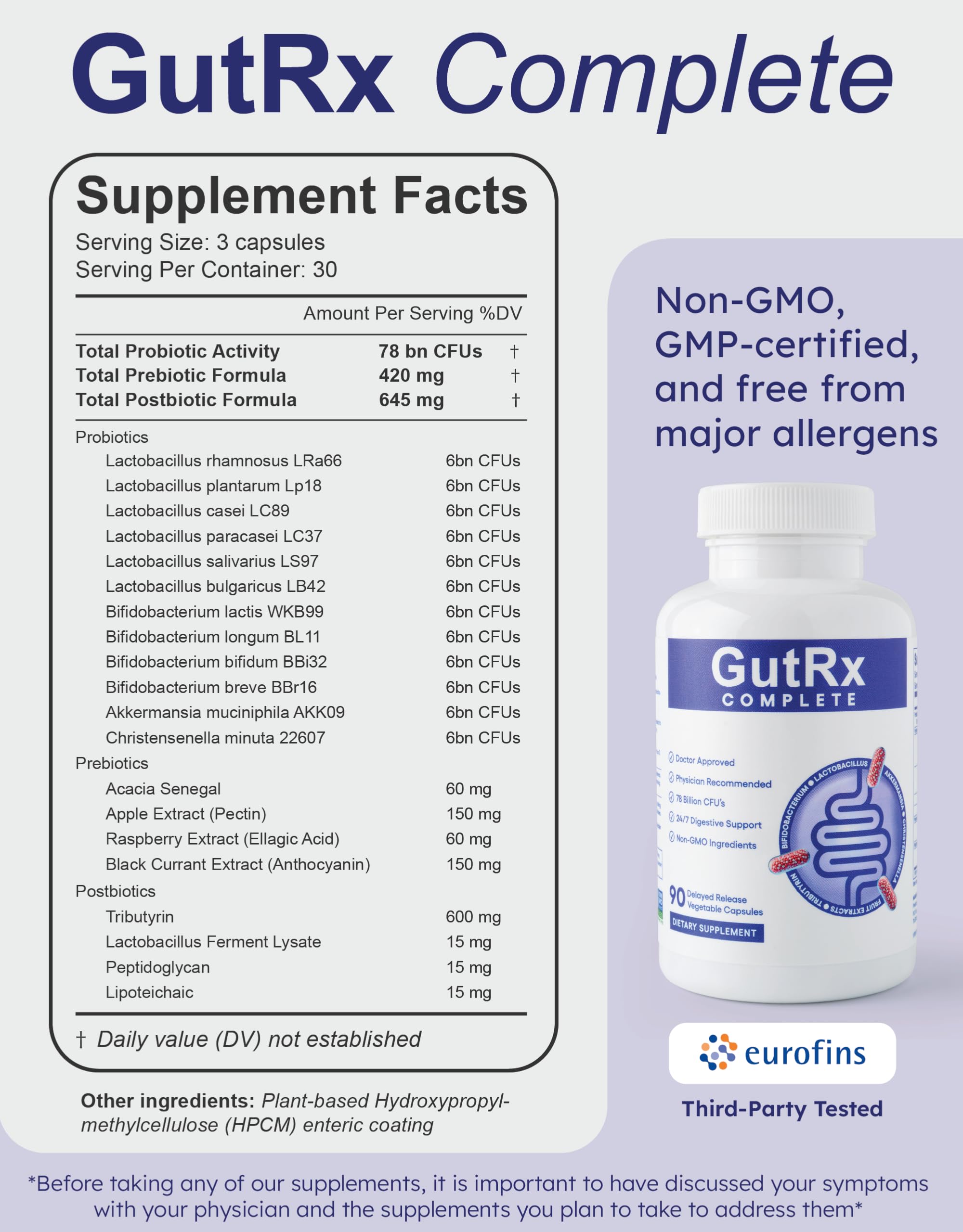 GutRx Complete packaging with 90 count information