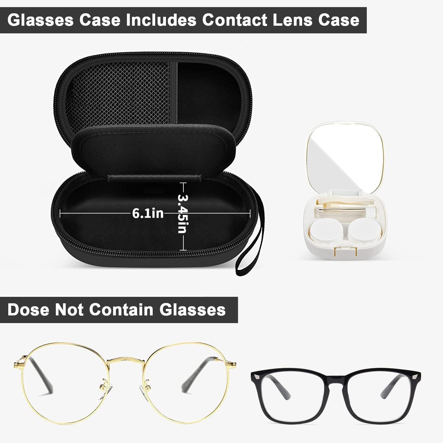 Open view showing partition and mesh pocket for accessories