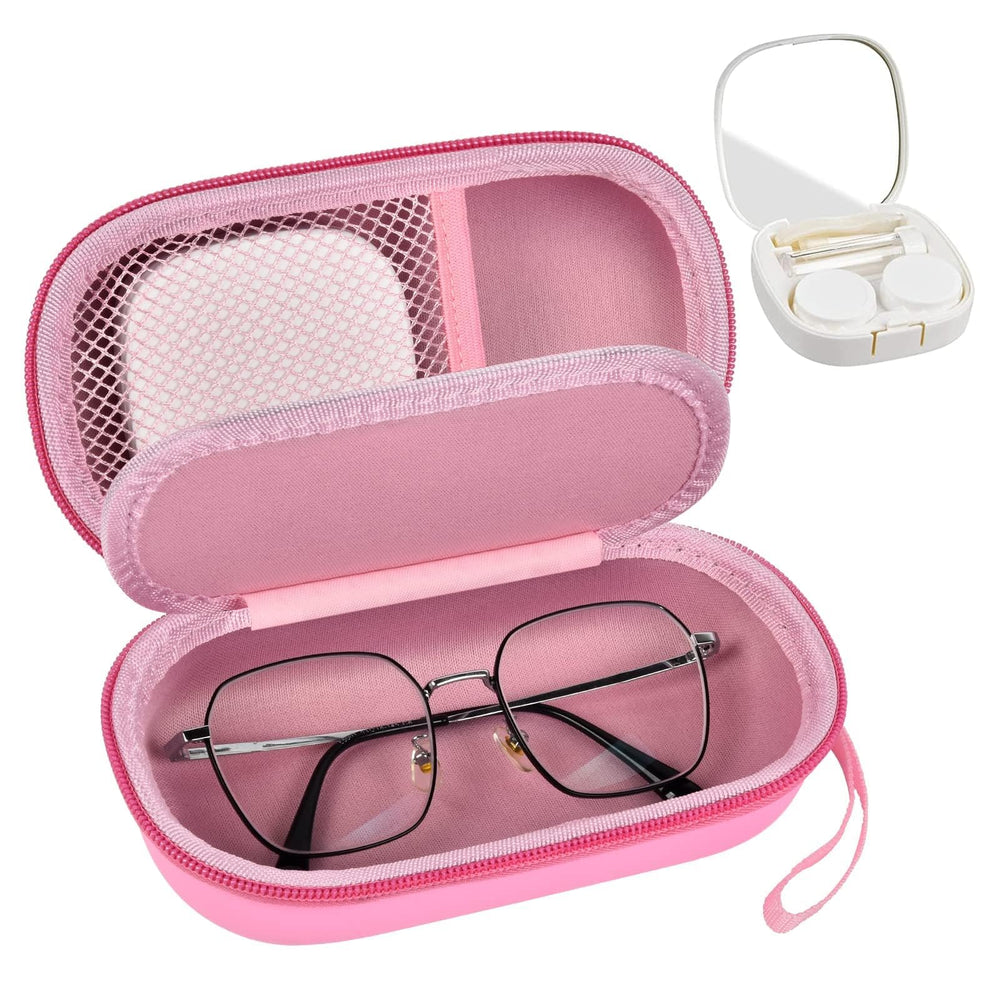 GWCASE pink 2-in-1 contact lens and glasses case - front view