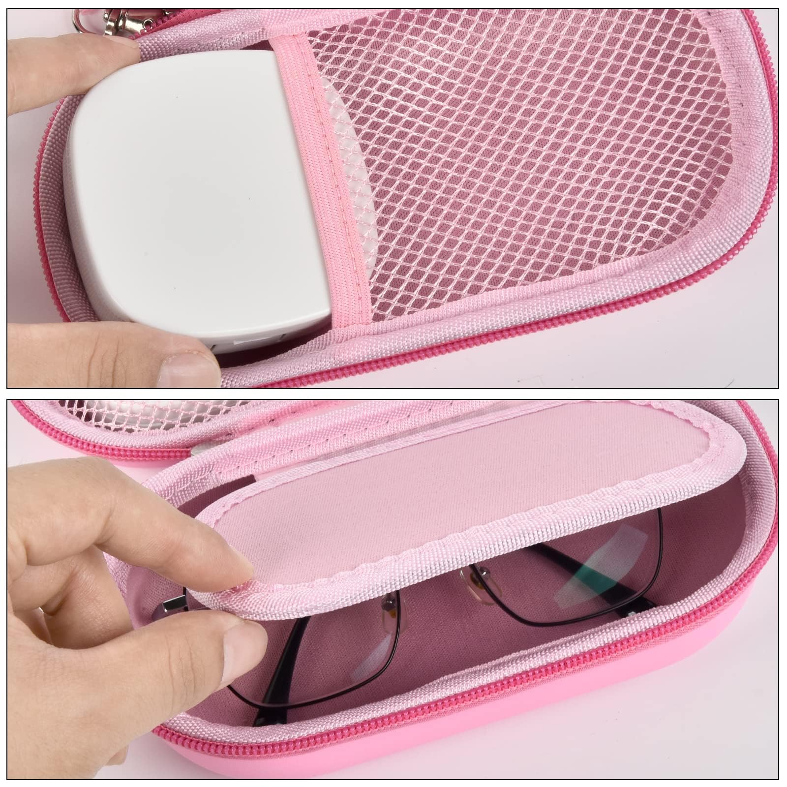 Travel contact lens kit components: mirror, tweezers, and solution bottle