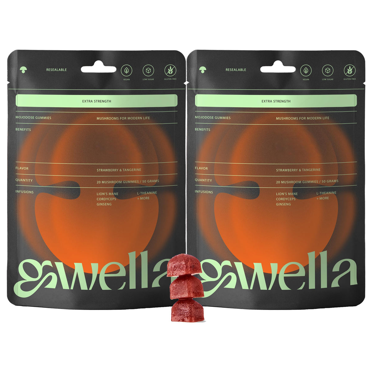 Gwella Focus Gummies bottle and gummies with focus-boosting ingredients