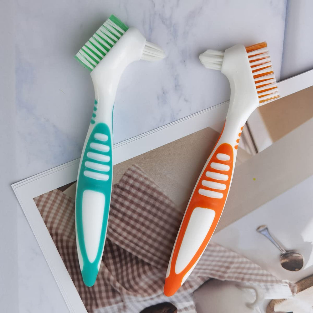Soft ABS and nylon bristles for denture cleaning