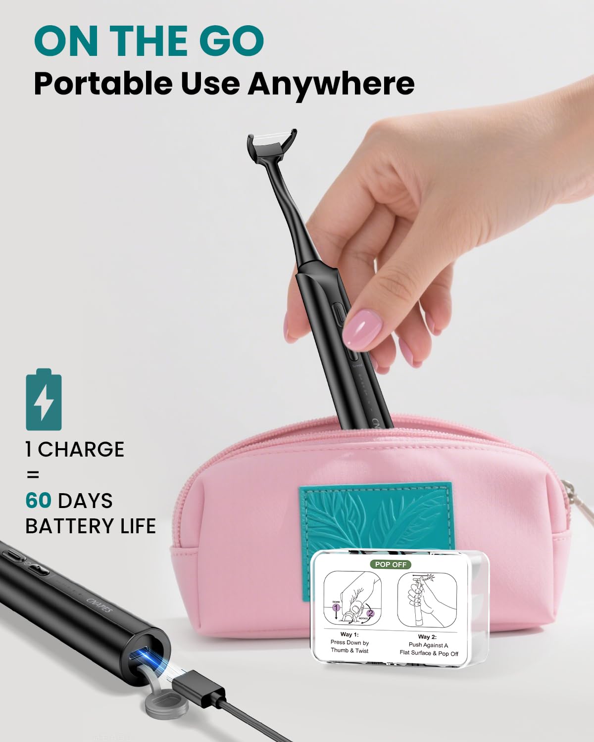 Compact, gym-bag friendly flosser for on-the-go care
