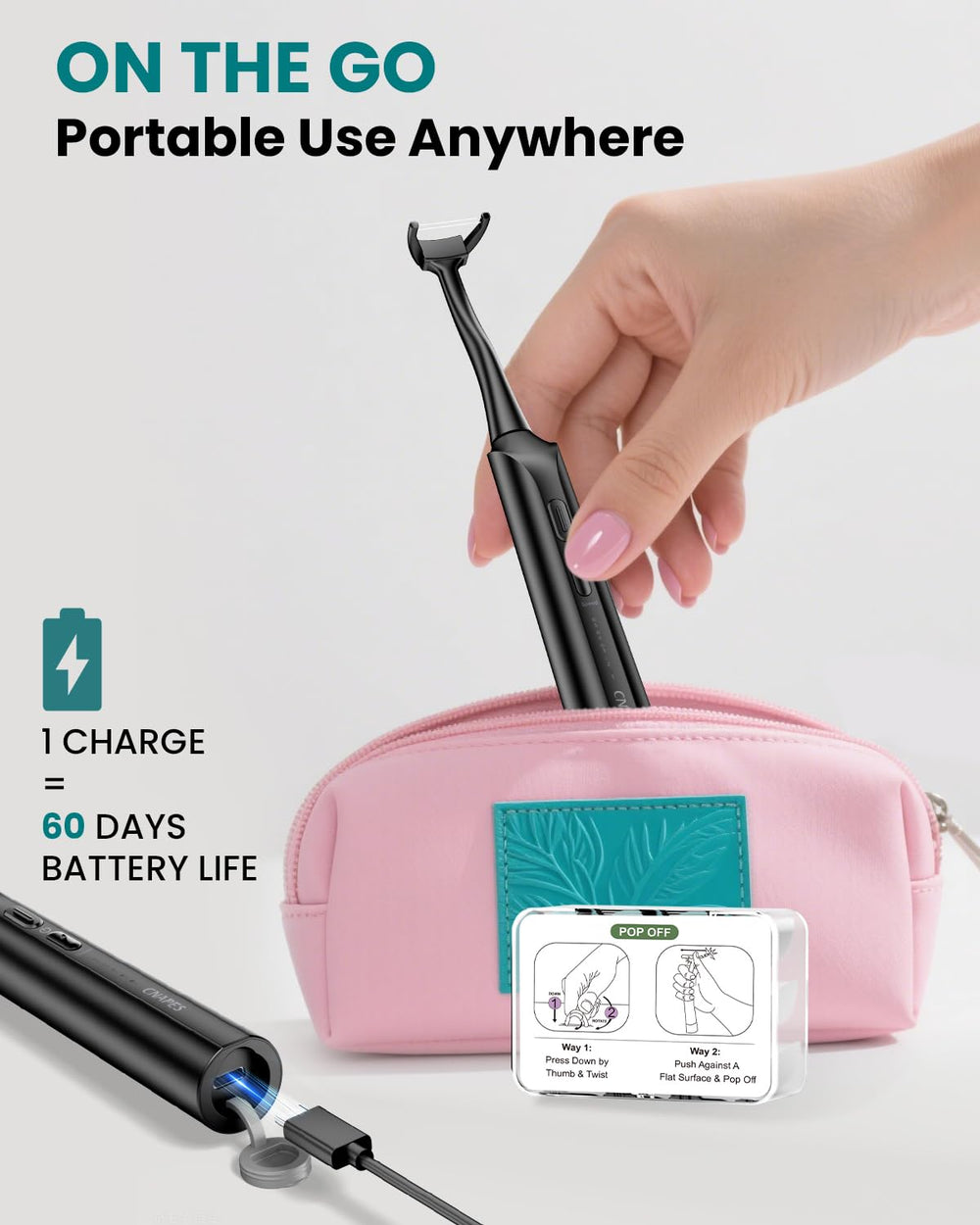 Compact, gym-bag friendly flosser for on-the-go care