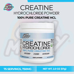 Close-up of unflavored creatine hydrochloride powder