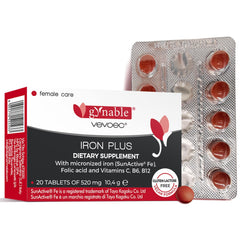 Packaging of Gynable Iron Plus with 20 tablets