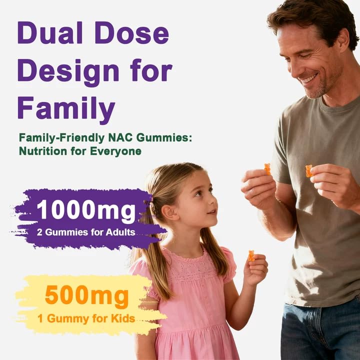Dual-dose illustration showing 1000mg for adults and 500mg for kids