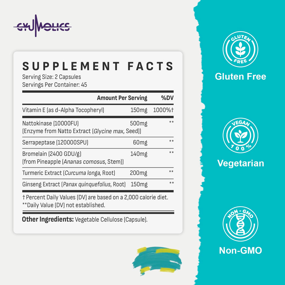Label showing 10000FU nattokinase dosage