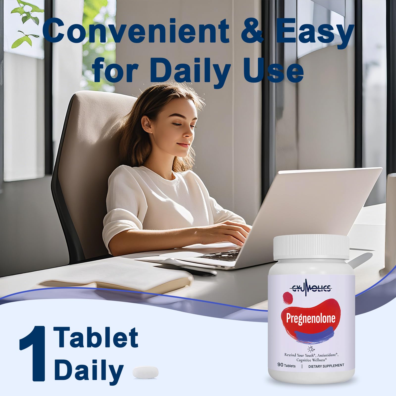 90-tablet bottle label highlighting 3-month supply