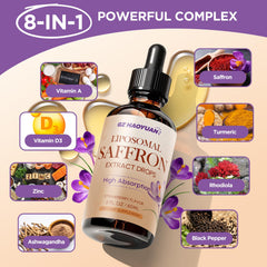 Ingredient blend including saffron, ashwagandha, turmeric, aloe vera, and rhodiola