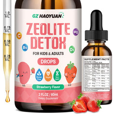 GZ HAOYUAN Zeolite Detox bottle in strawberry flavor supports gentle daily cleansing.