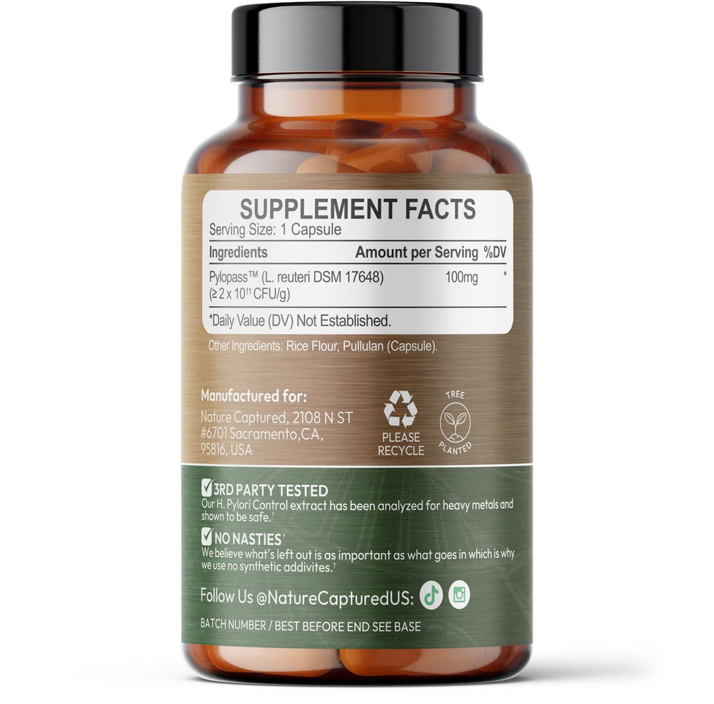 Time Health H Pylori Control product label showing ingredients