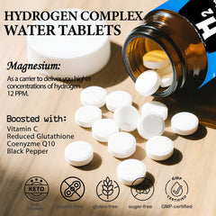 H2 molecular tablets with magnesium, vitamin C and glutathione