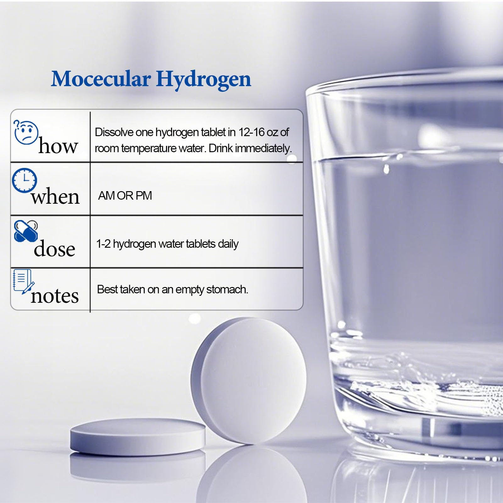 Hydrogen water tablets supporting mitochondrial health