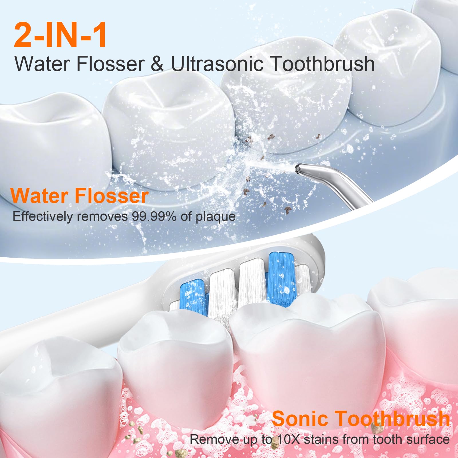 Sonic toothbrush with wide-swing motion in white