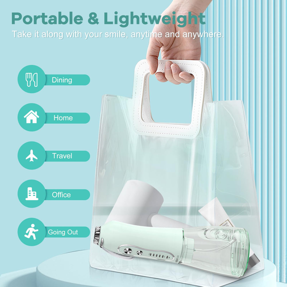 IPX7 waterproof rating on green flosser