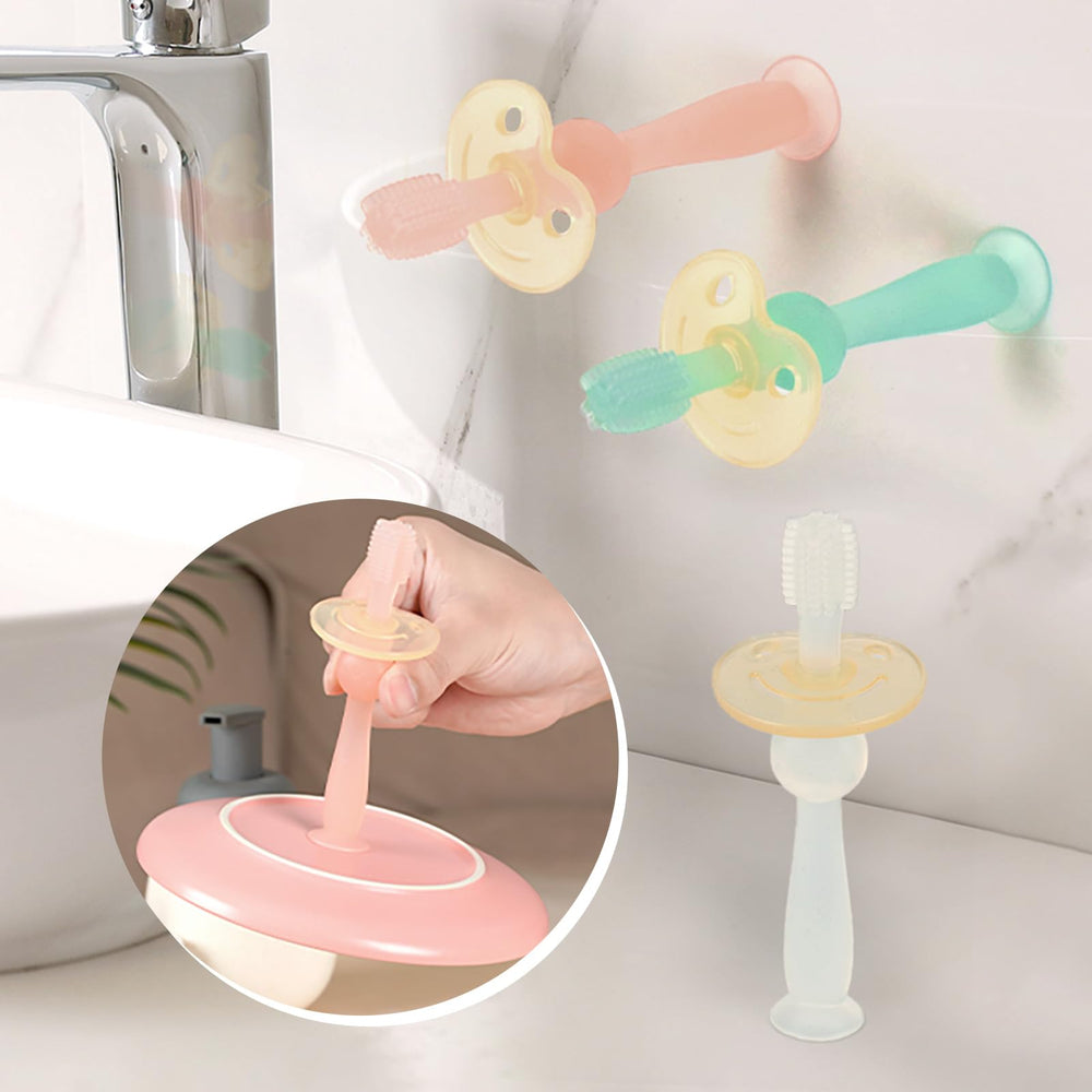 Hygienic upright storage with suction base on a flat surface