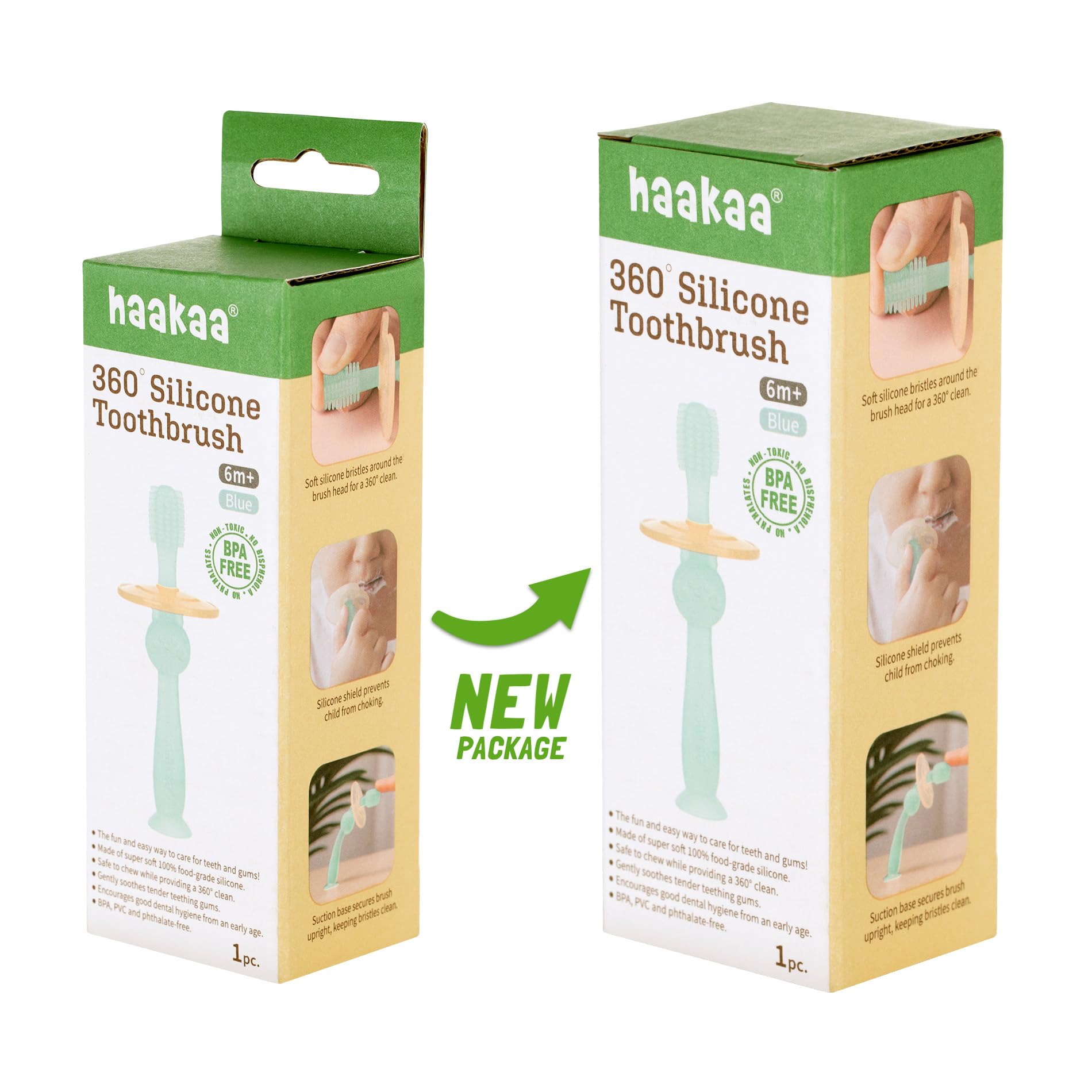 Blue color variant of haakaa 360° Baby Toothbrush (1 piece)