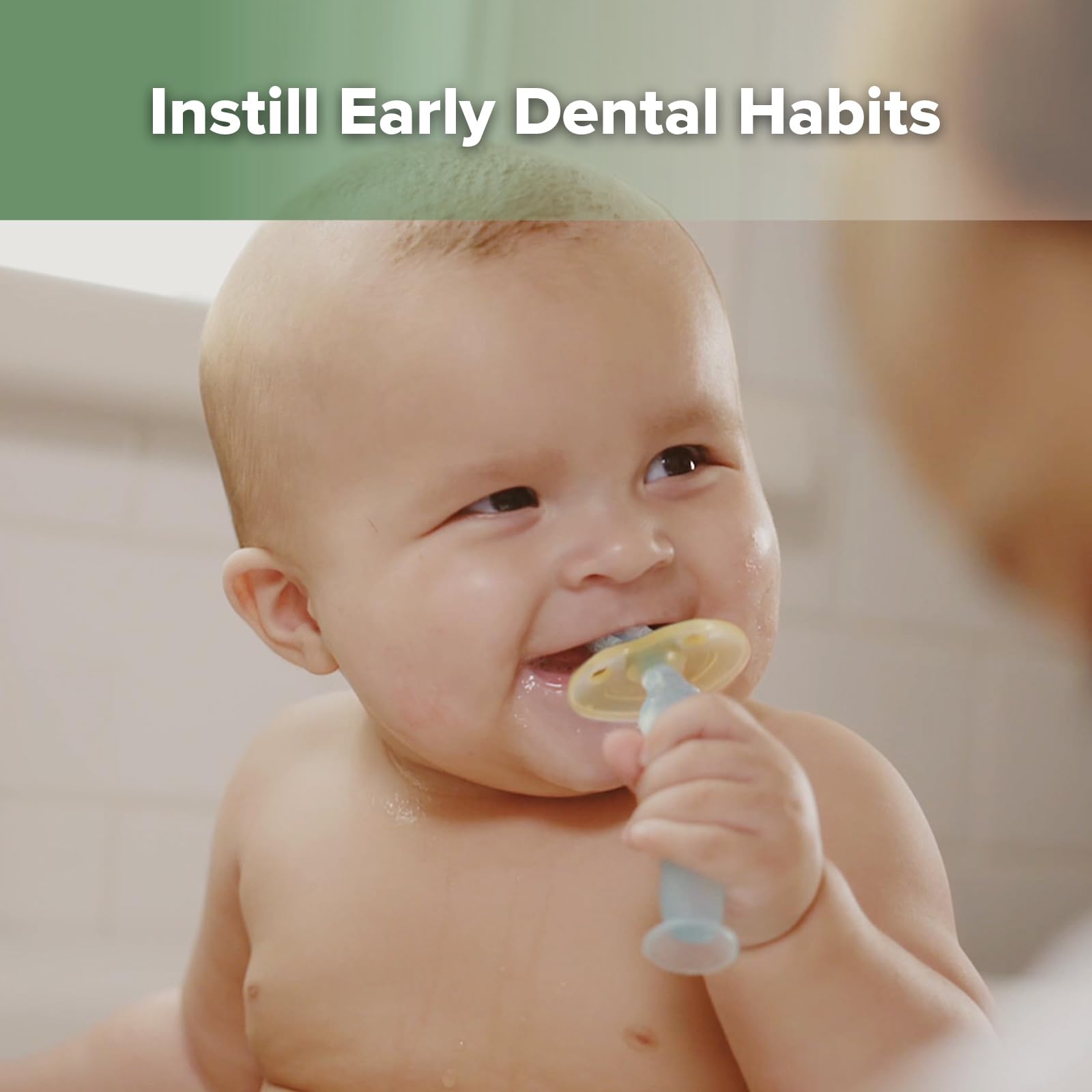 Adjustable choke-free shield on Haakaa baby toothbrush