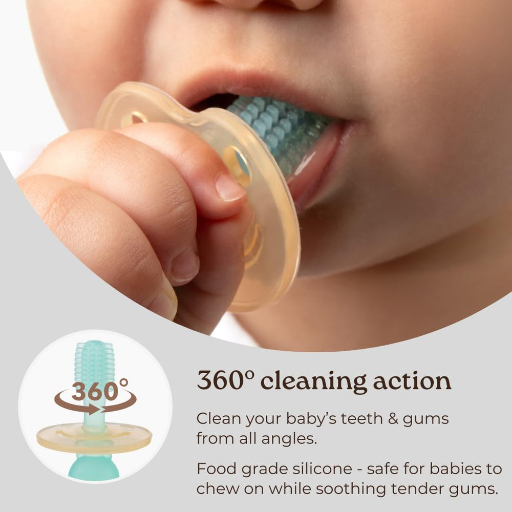 Toothbrush with suction base upright on counter
