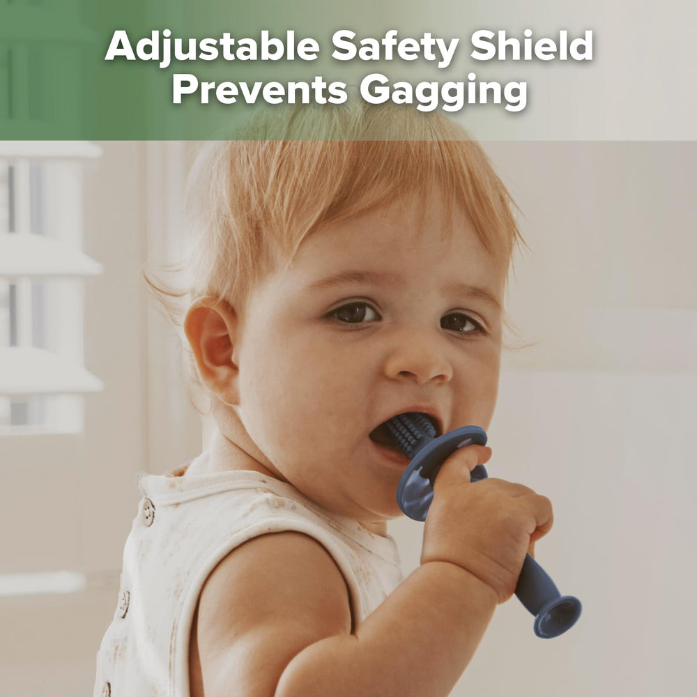 Adjustable choke-free shield on Haakaa baby toothbrush