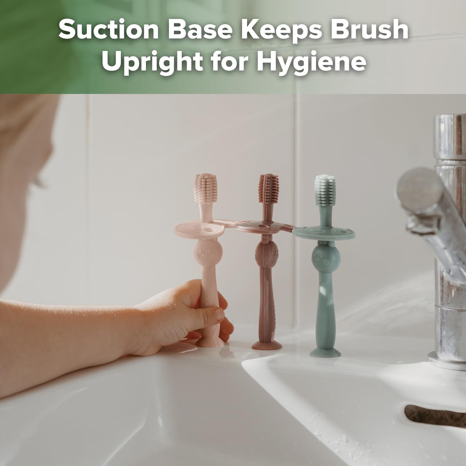 Product image showcasing Dusty Pink color of Haakaa 360° Baby Toothbrush