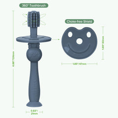 Haakaa 360-Degree Baby Toothbrush with pea green suction base